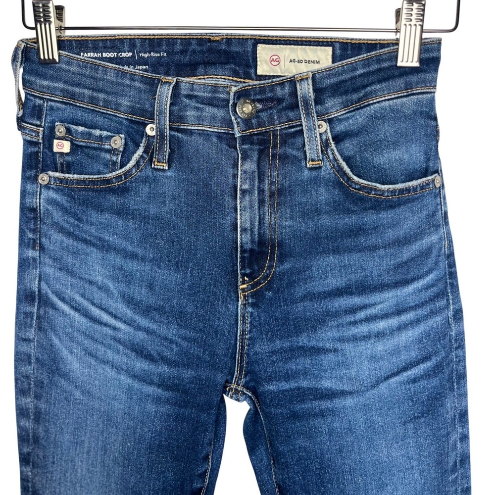 AG Adriano Goldschmied Farrah Boot Crop High Rise Jeans Dark Wash Size 24 - Picture 2 of 10